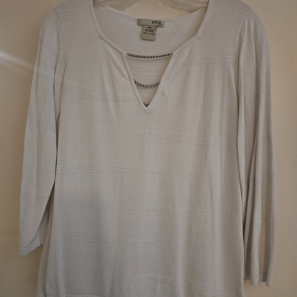 Evie Women's Elegant White Long Sleeve Top